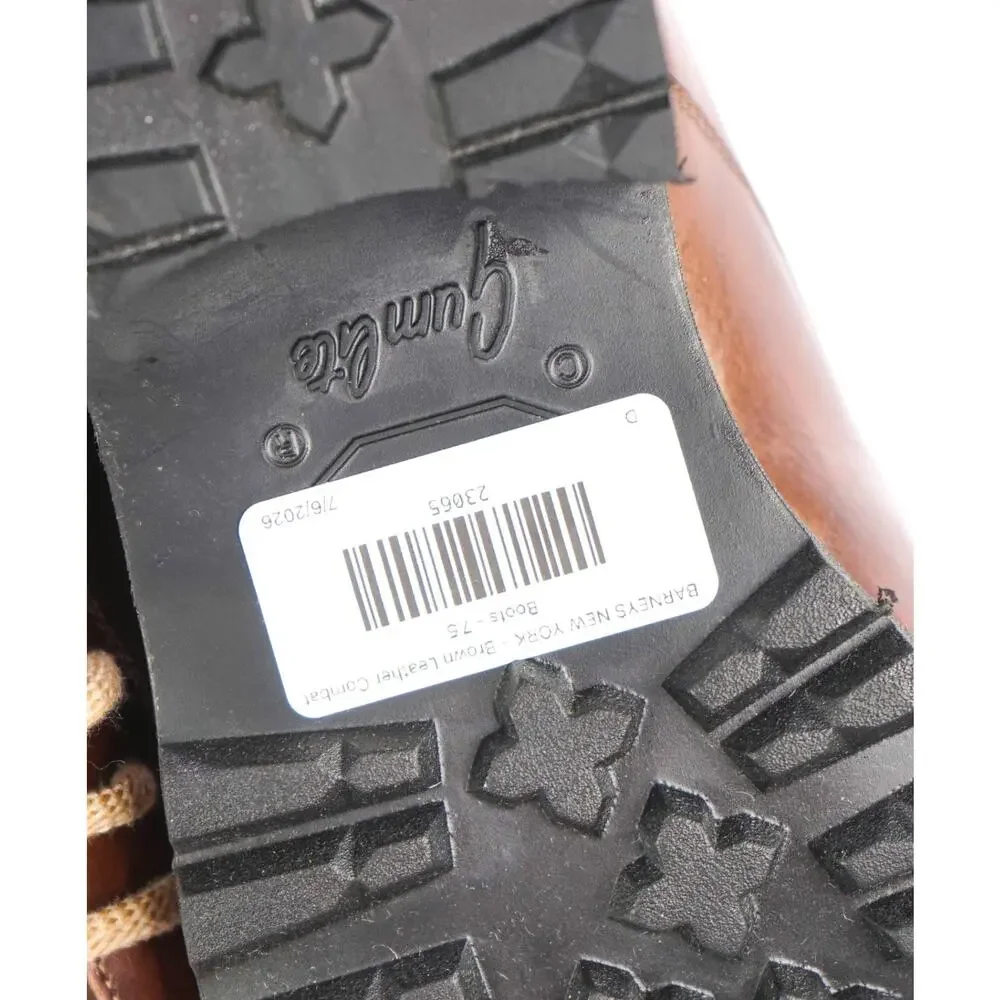 $600 HARISS Firenze - Brown Leather Combat Boots - 8.5 US (7.5UK)